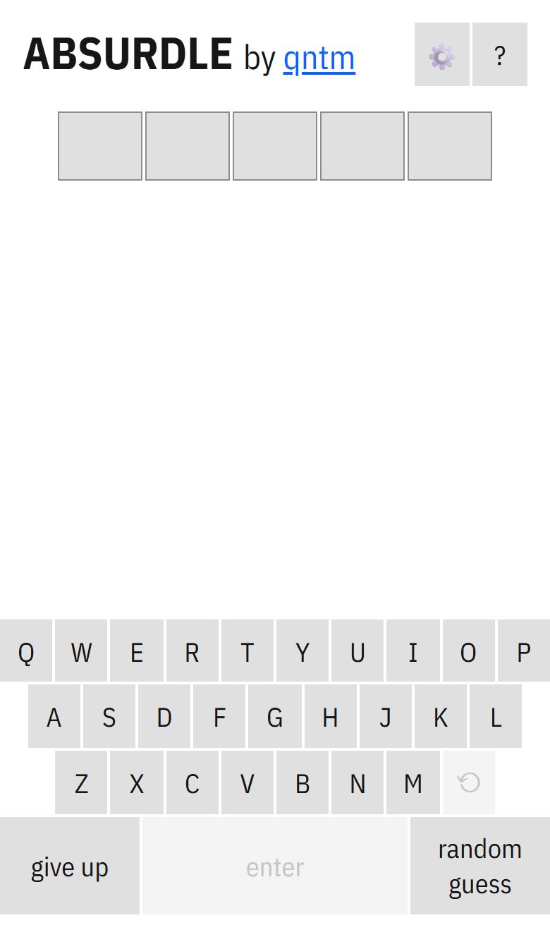 Absurdle screenshot: Playing on mobile