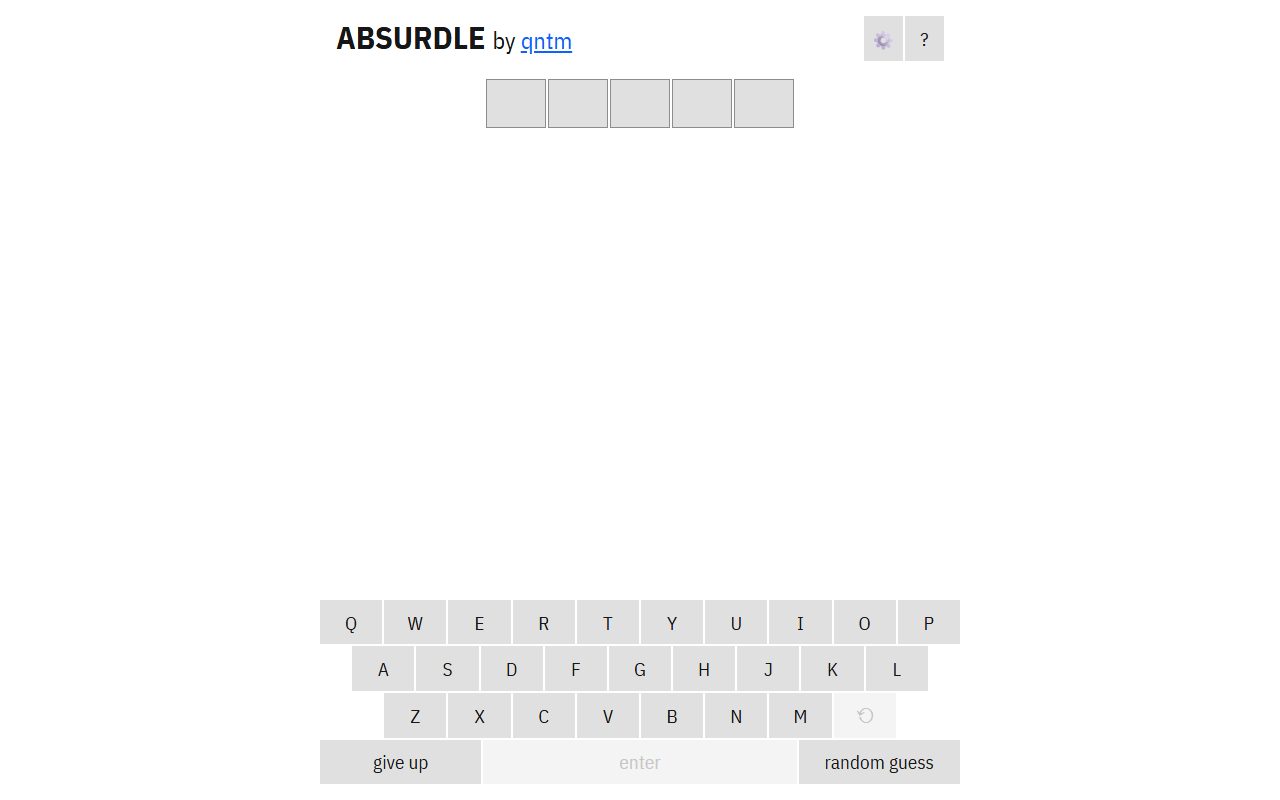 Absurdle screenshot: Start screen