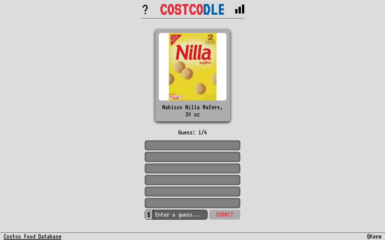 Costcodle screenshot: Today’s item