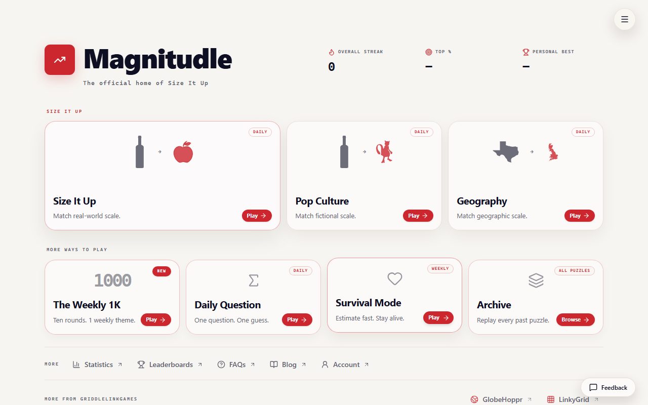 Magnitudle screenshot: Game modes
