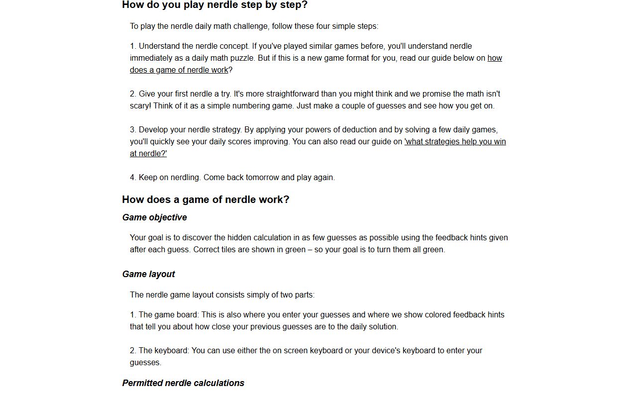 Nerdle screenshot: How to play