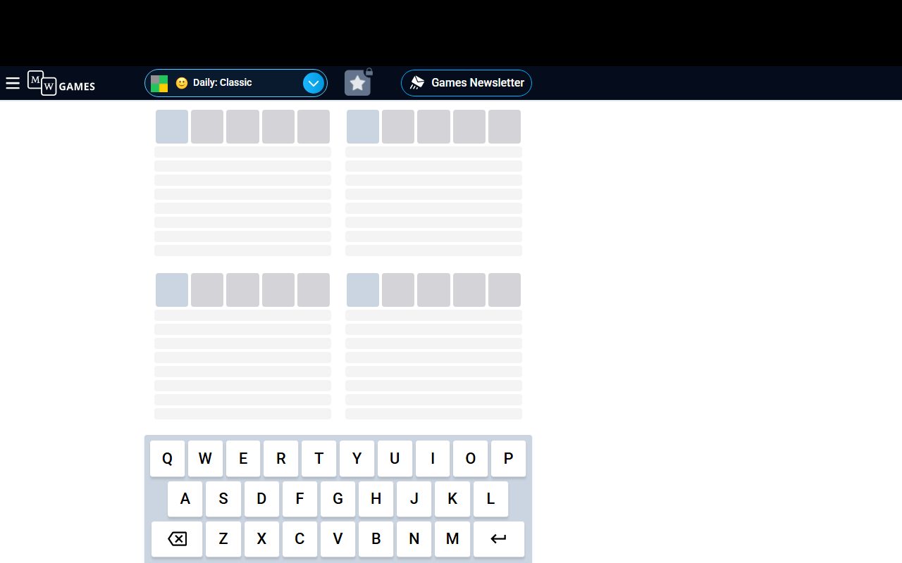 Quordle screenshot: Four boards at once