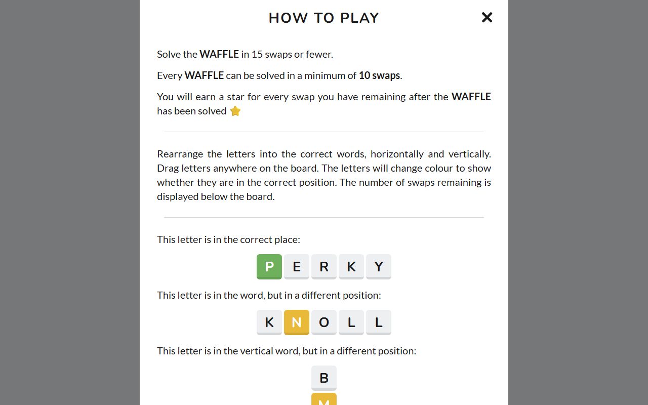 Waffle screenshot: How to play