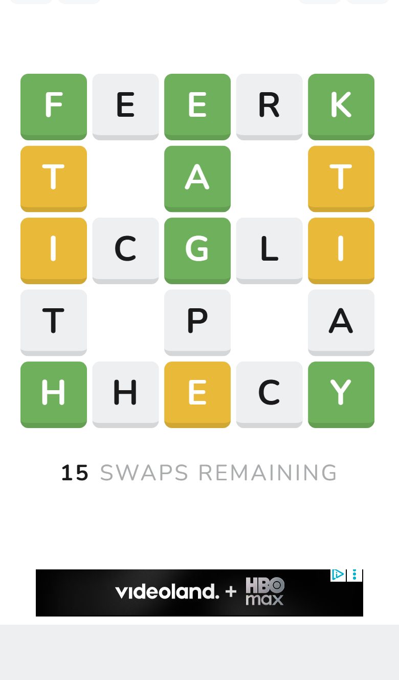 Waffle screenshot: Playing on mobile